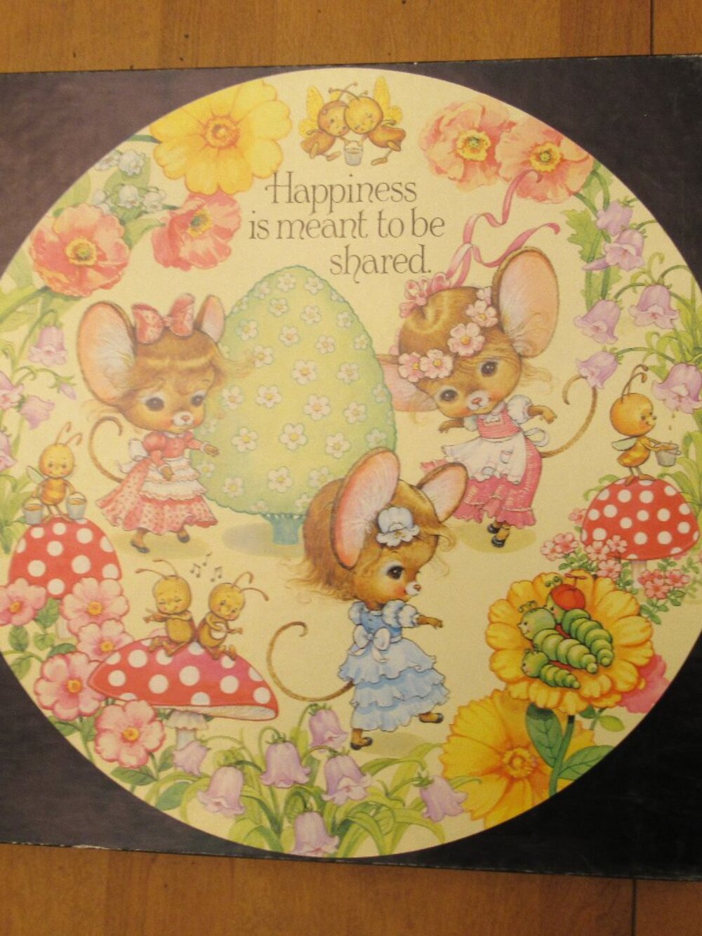 Vintage Springbok HAPPYLAND Circular Puzzle 500 Piece Complete Mice Flowers
